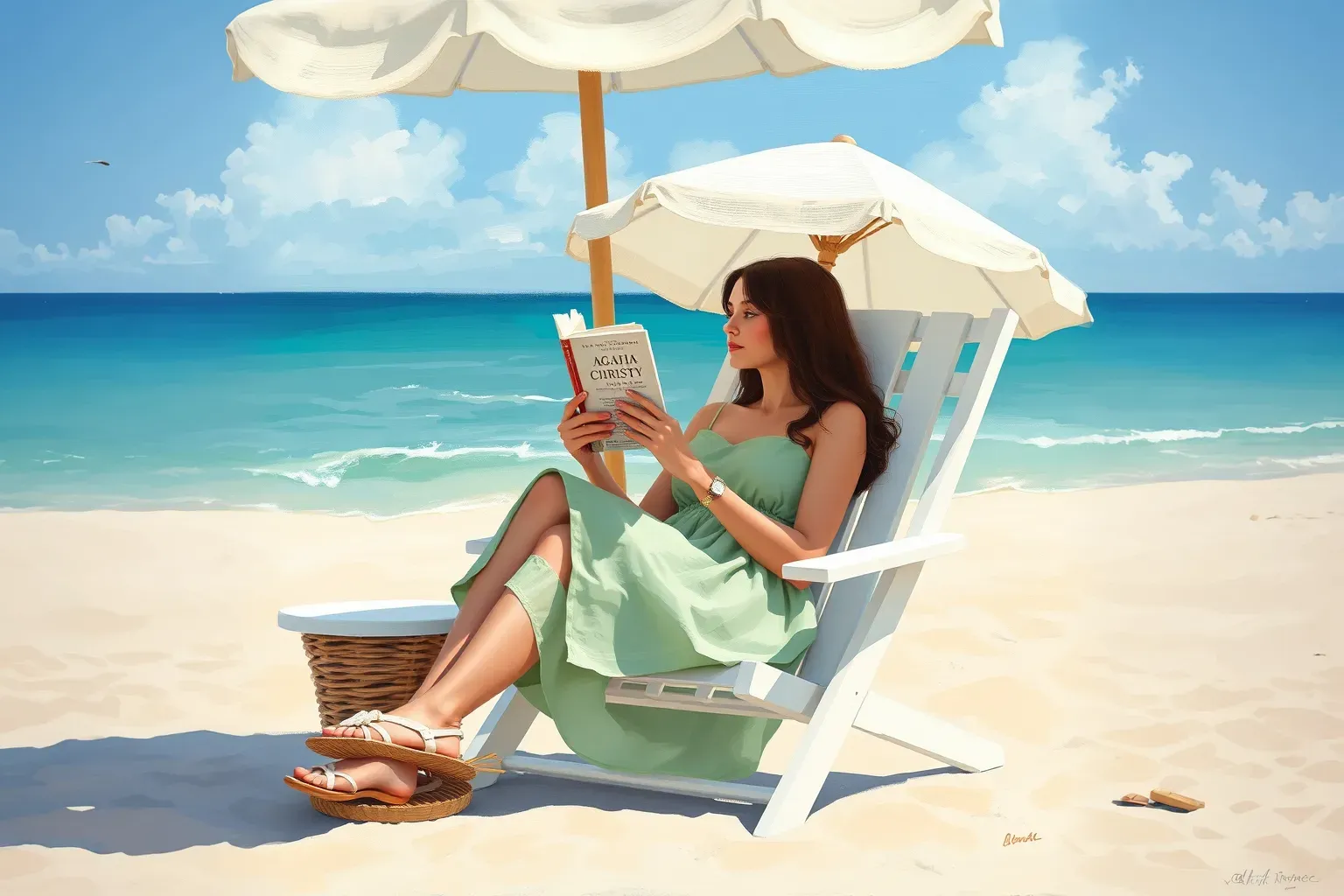 A girl enjoying an Agatha Christie novel