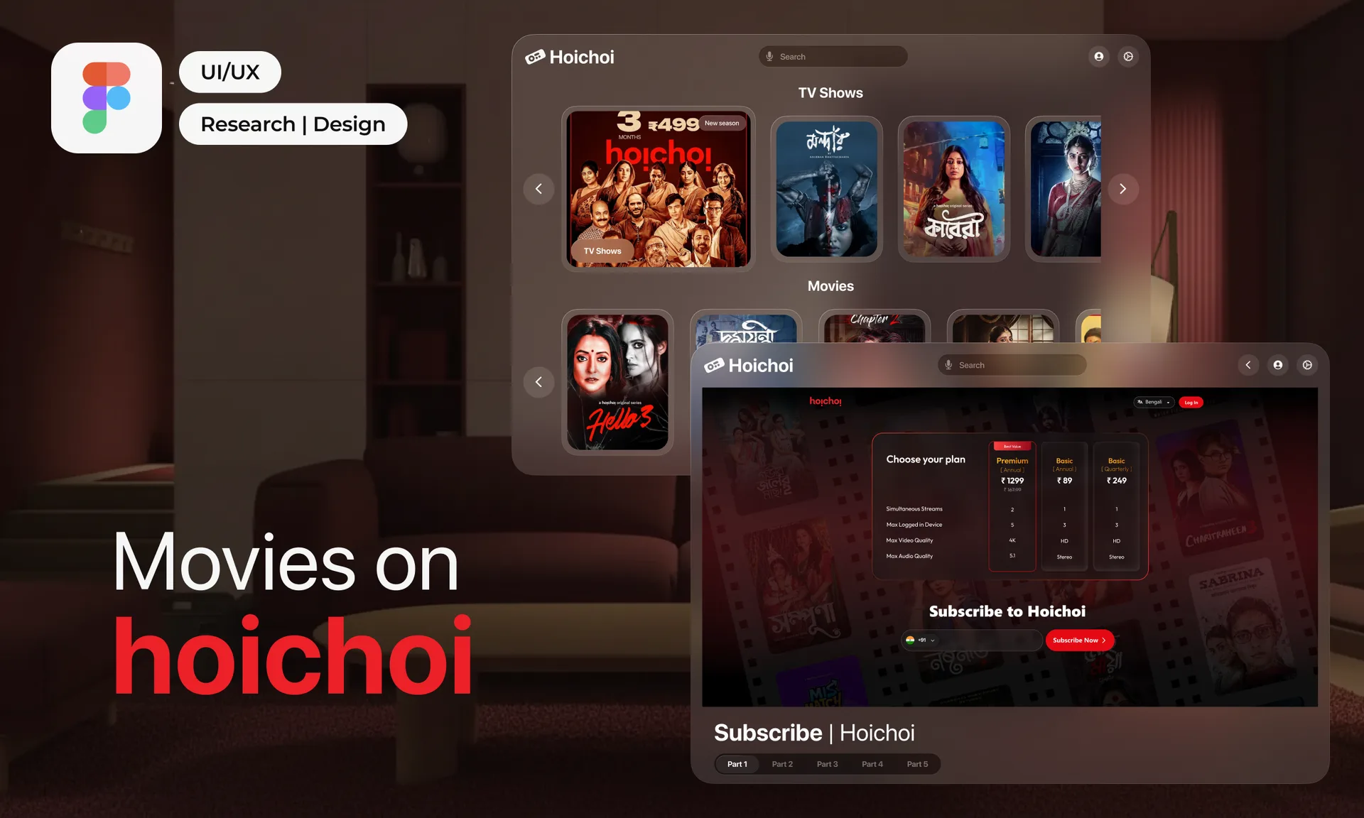 hoichoi OTT redesign — browse, discovery and subscription screens